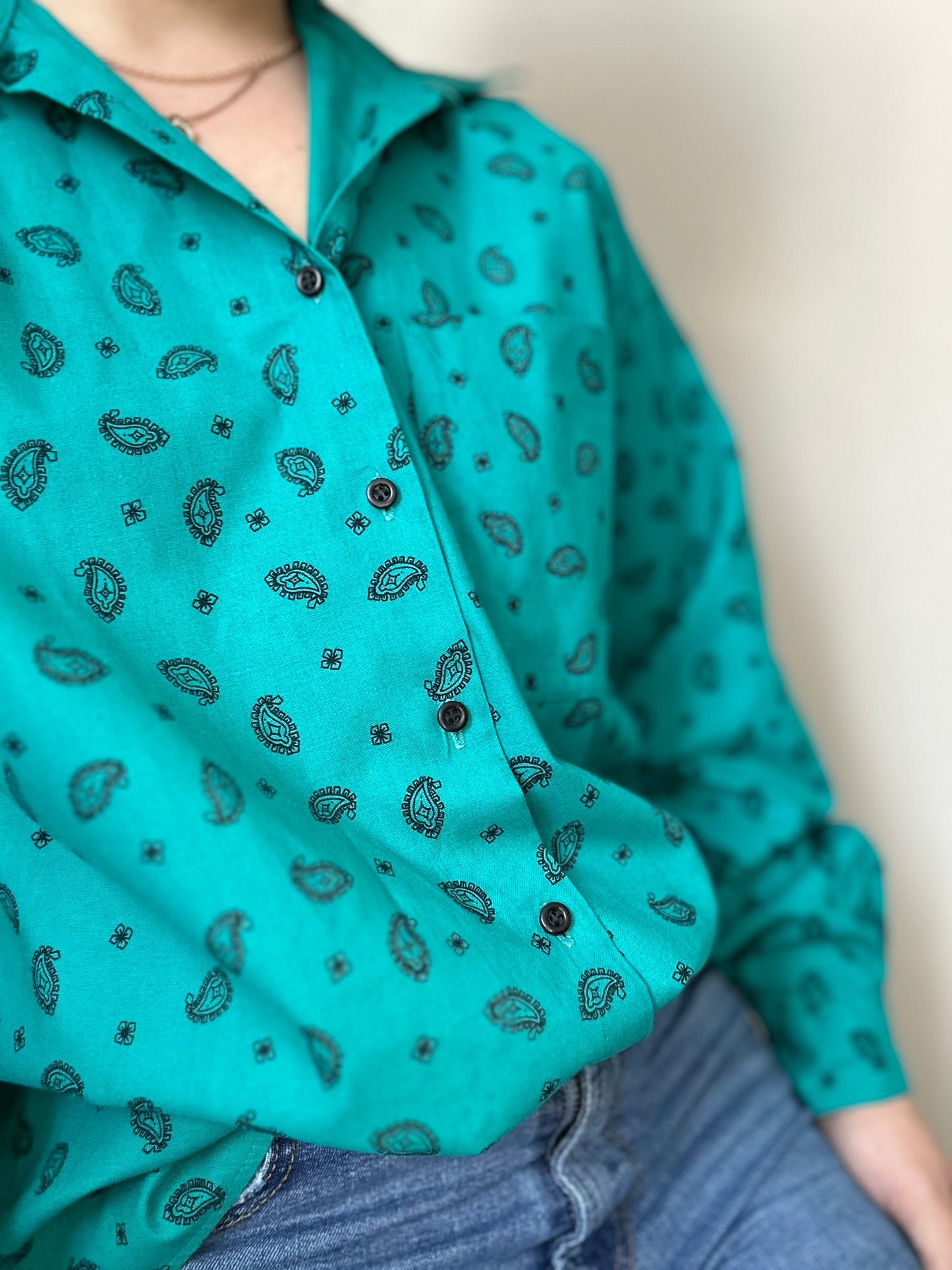 Camisa vintage verde menta