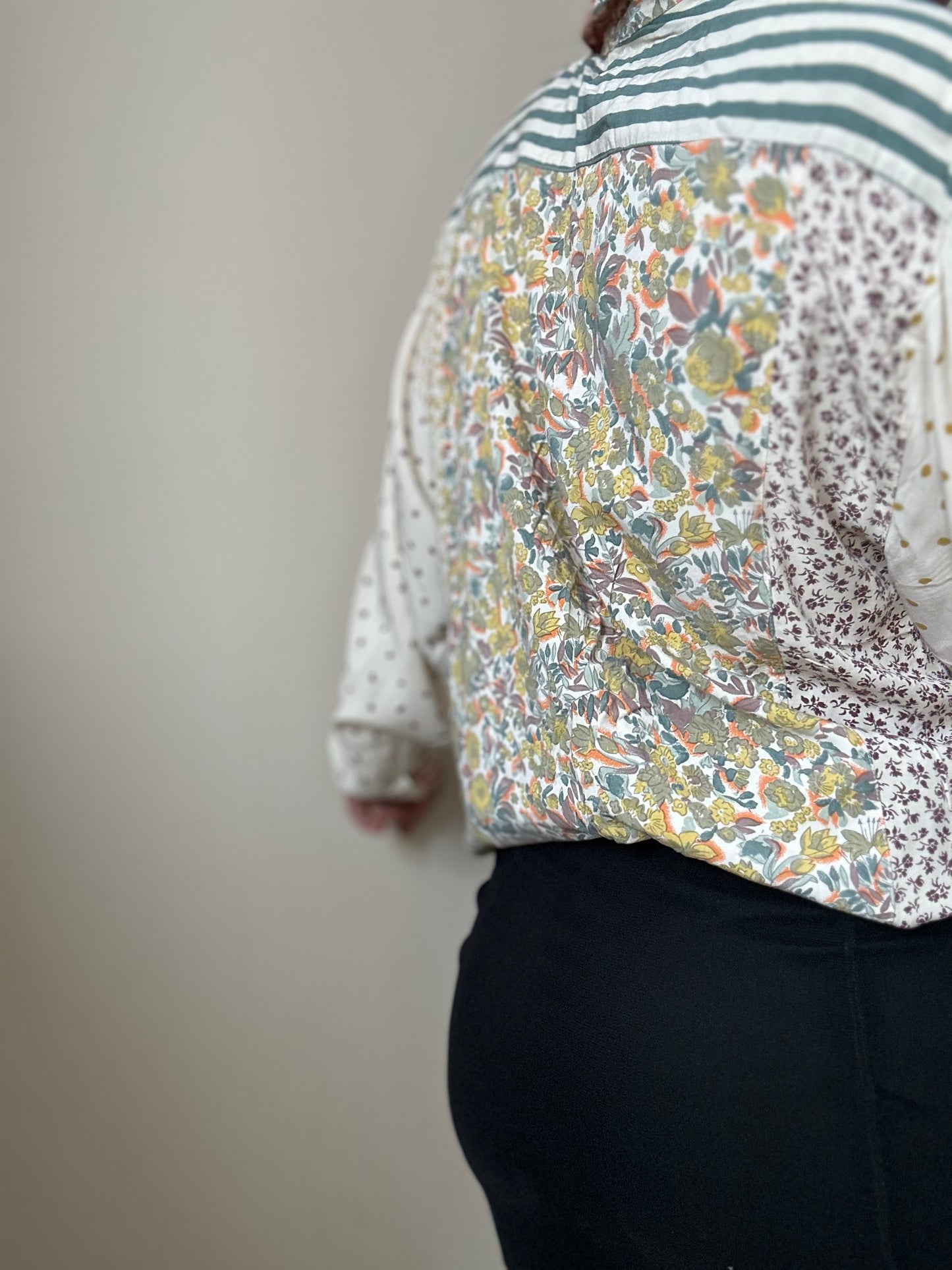 Camisa vintage partchwork estampado floral