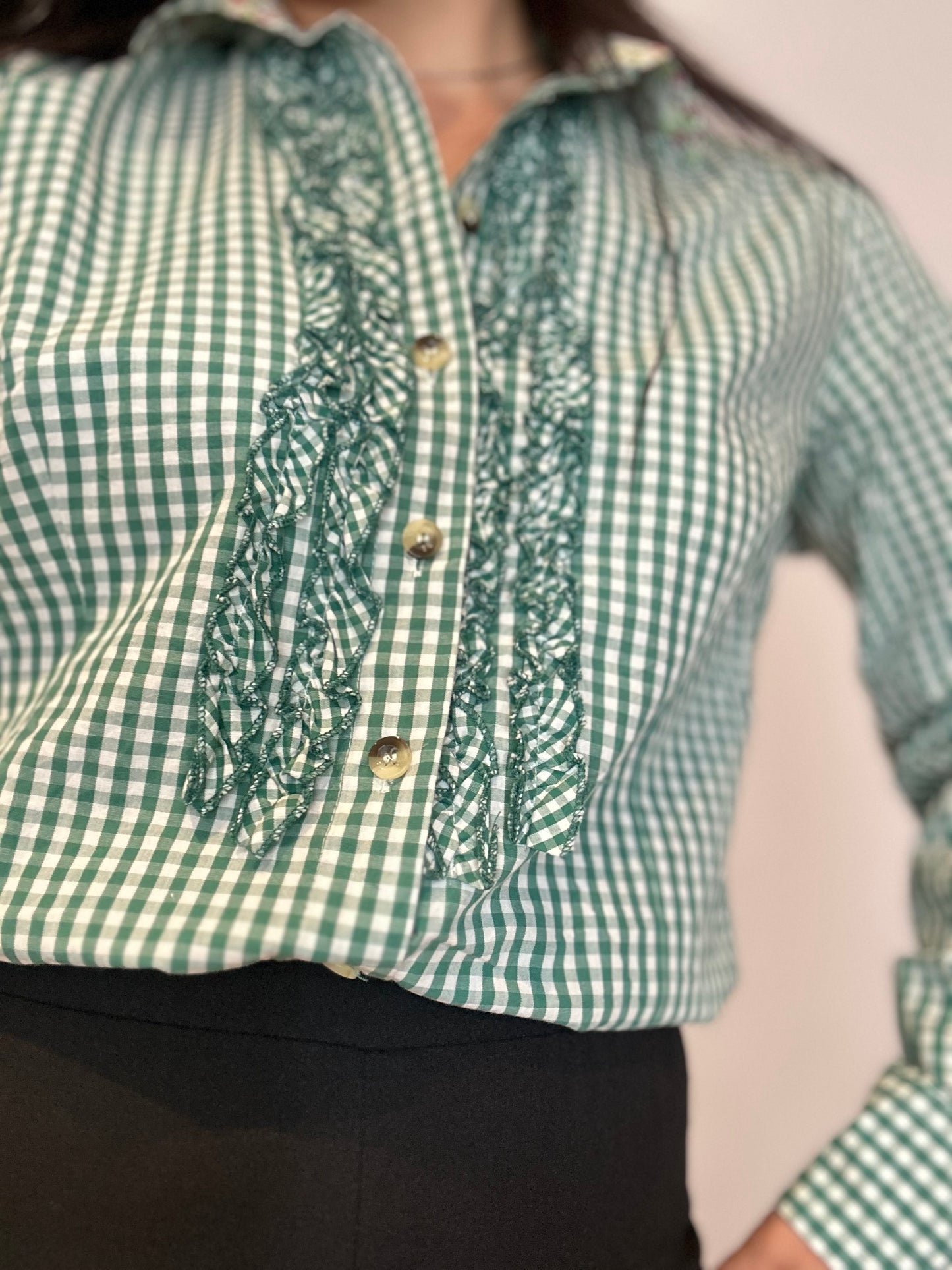 Camisa vintage cuadros vichy coderas