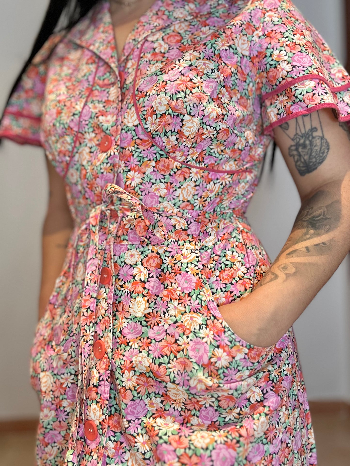 Vestido vintage años 90 estampado floral