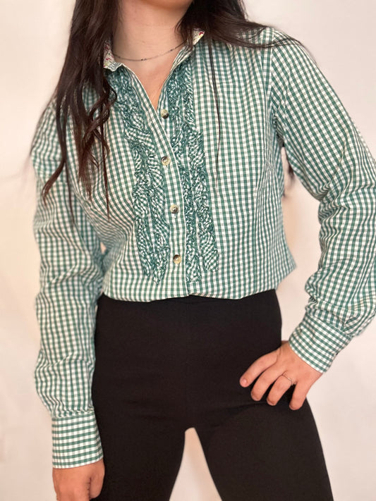 Camisa vintage cuadros vichy coderas