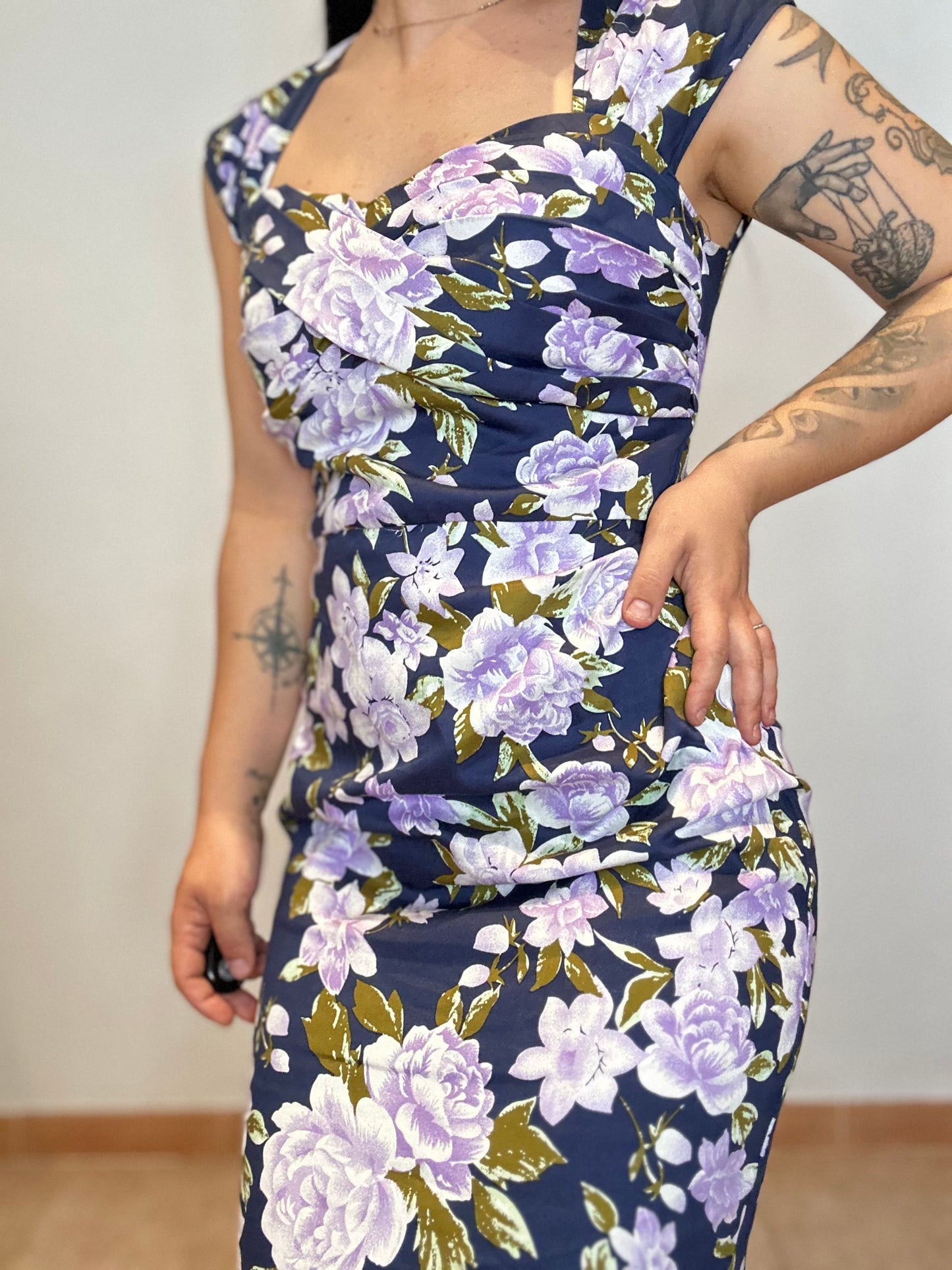 Vestido vintage evento estampado floral