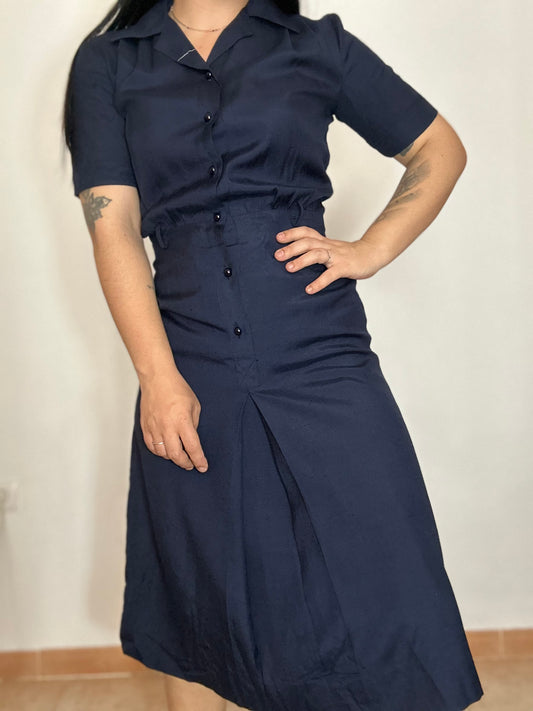 Vestido vintage camisero azul marino