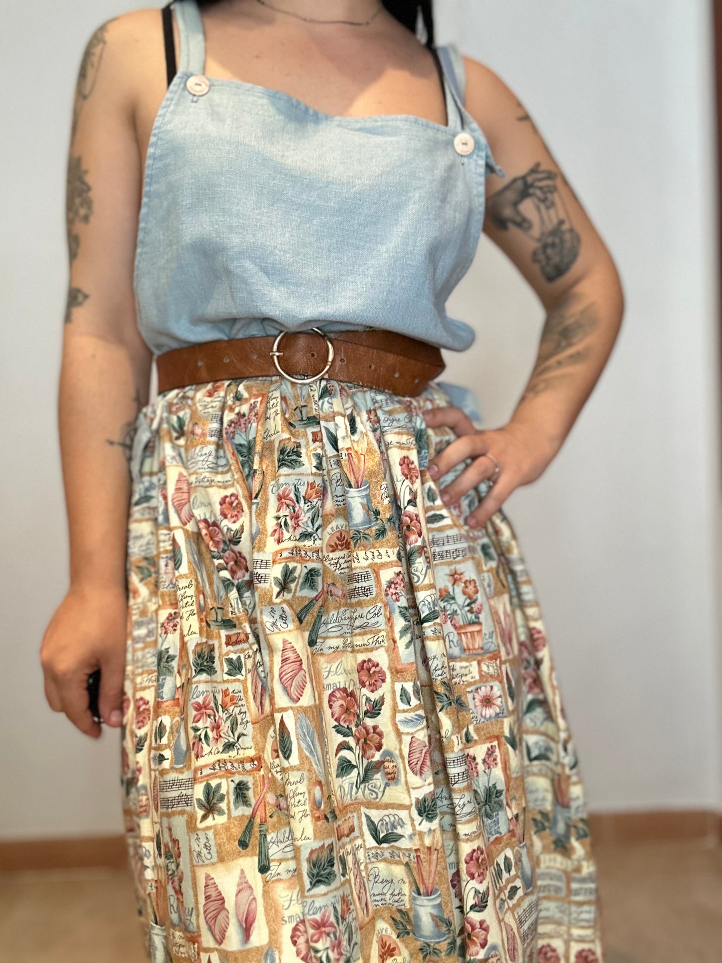 Vestido vintage largo falda estampada