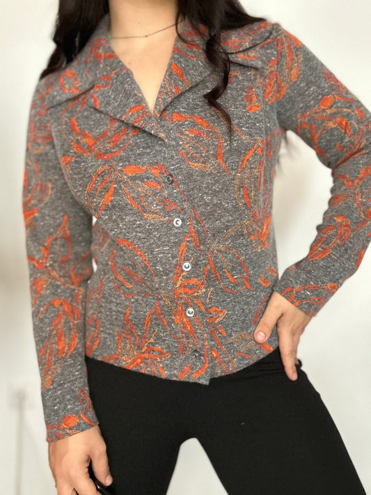 Camisa vintage estampado sutil en naranja