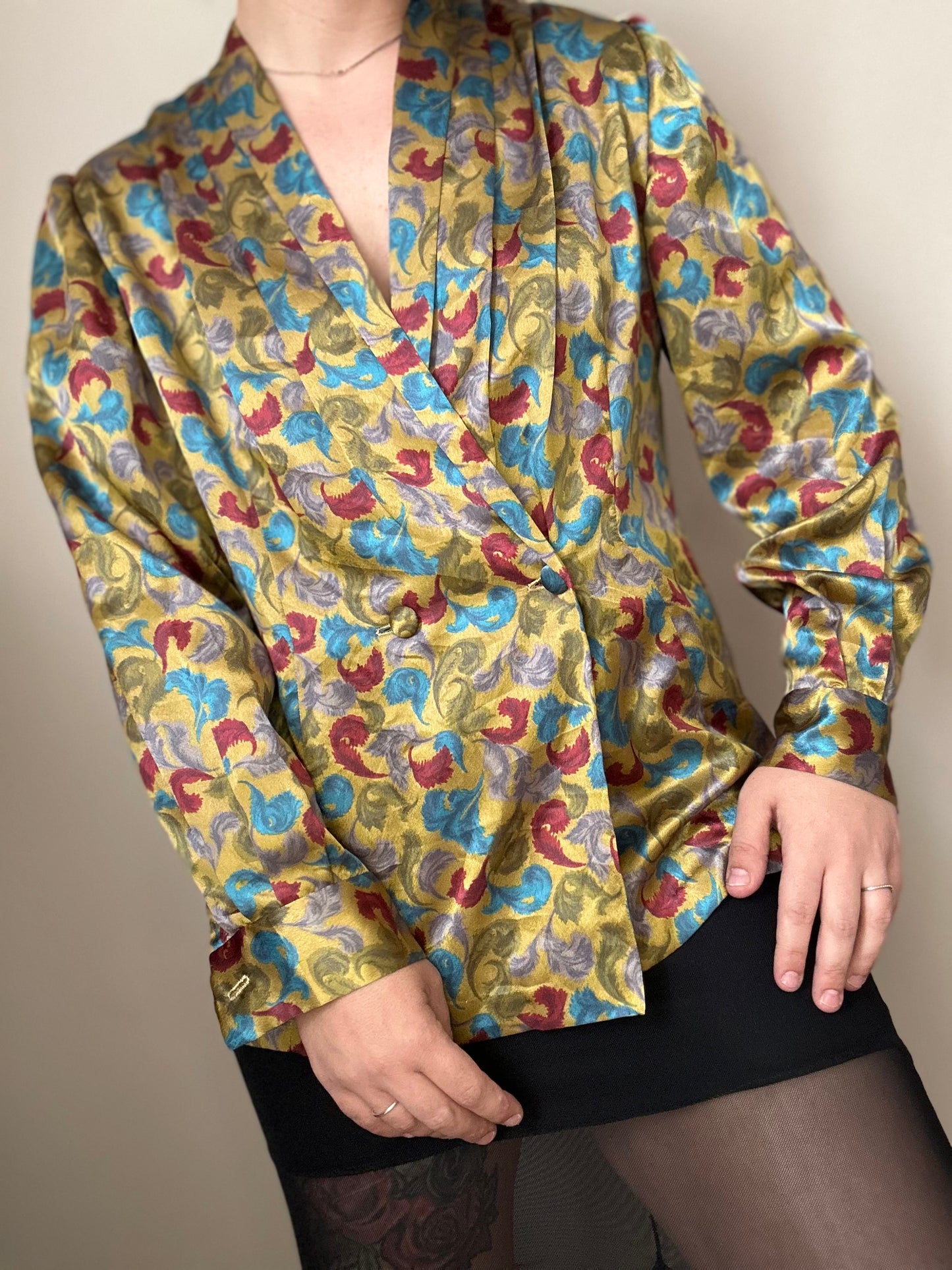 Blazer satinada vintage estampada