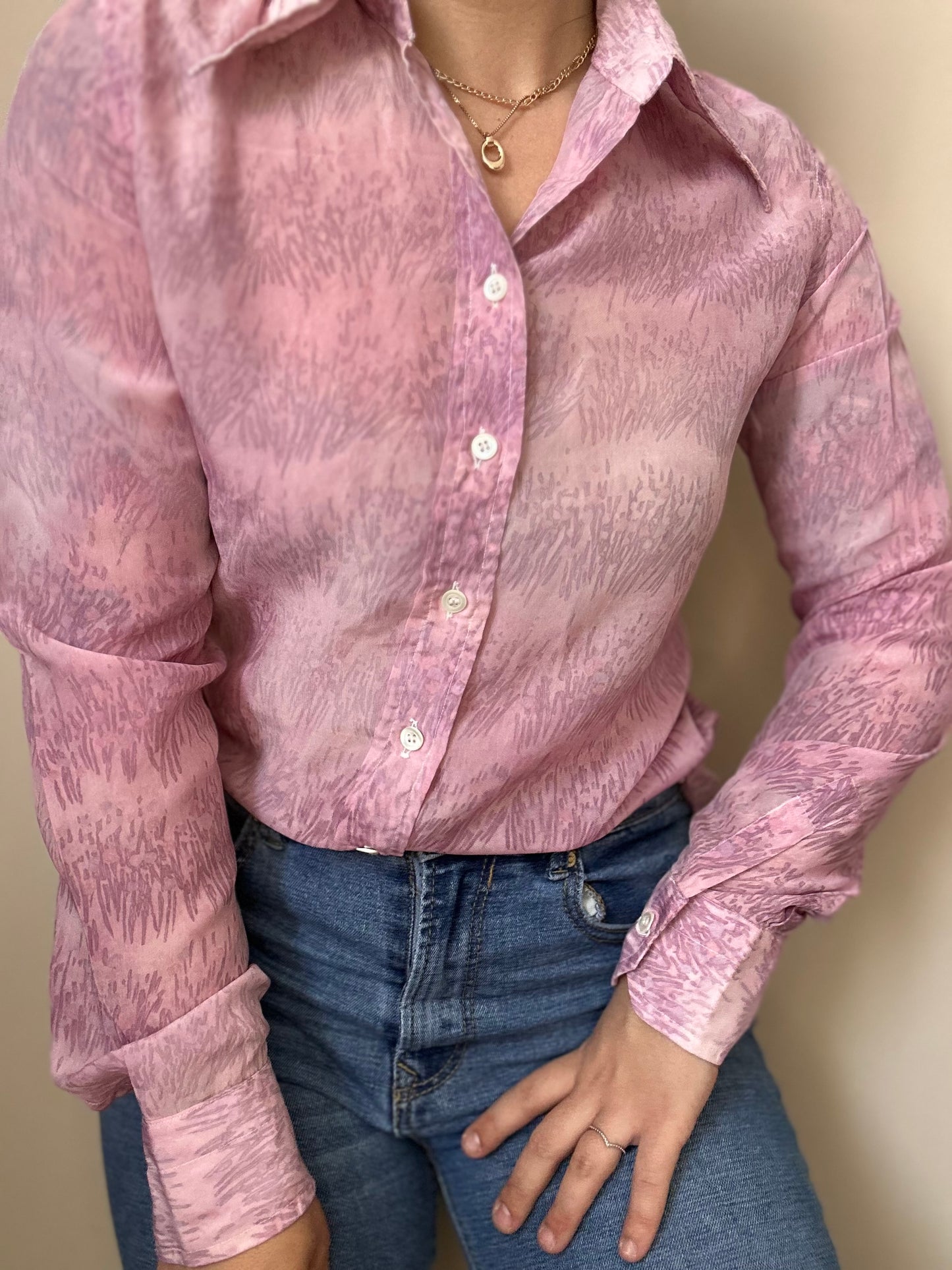 Camisa vintage tonos rosados