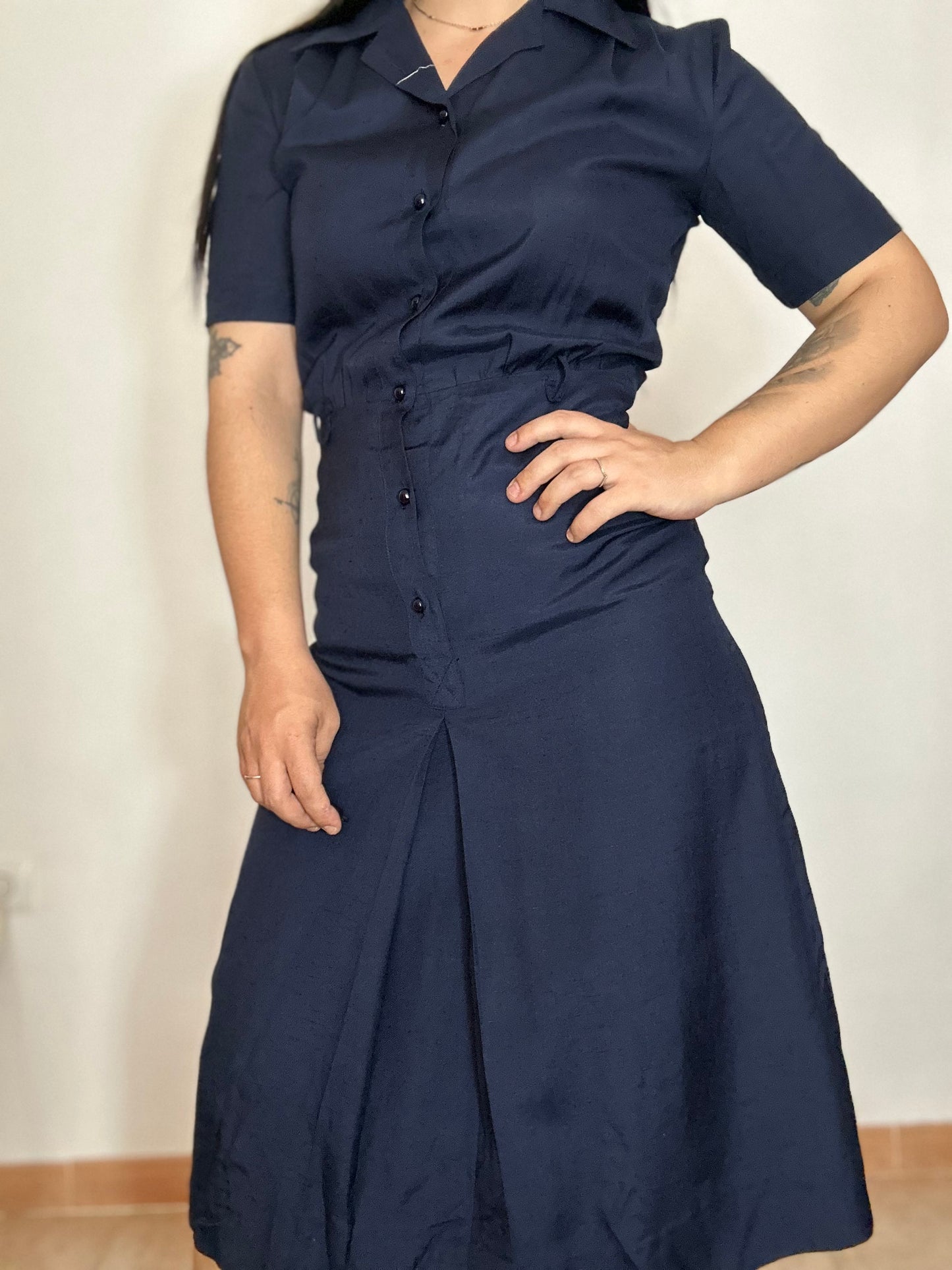 Vestido vintage camisero azul marino