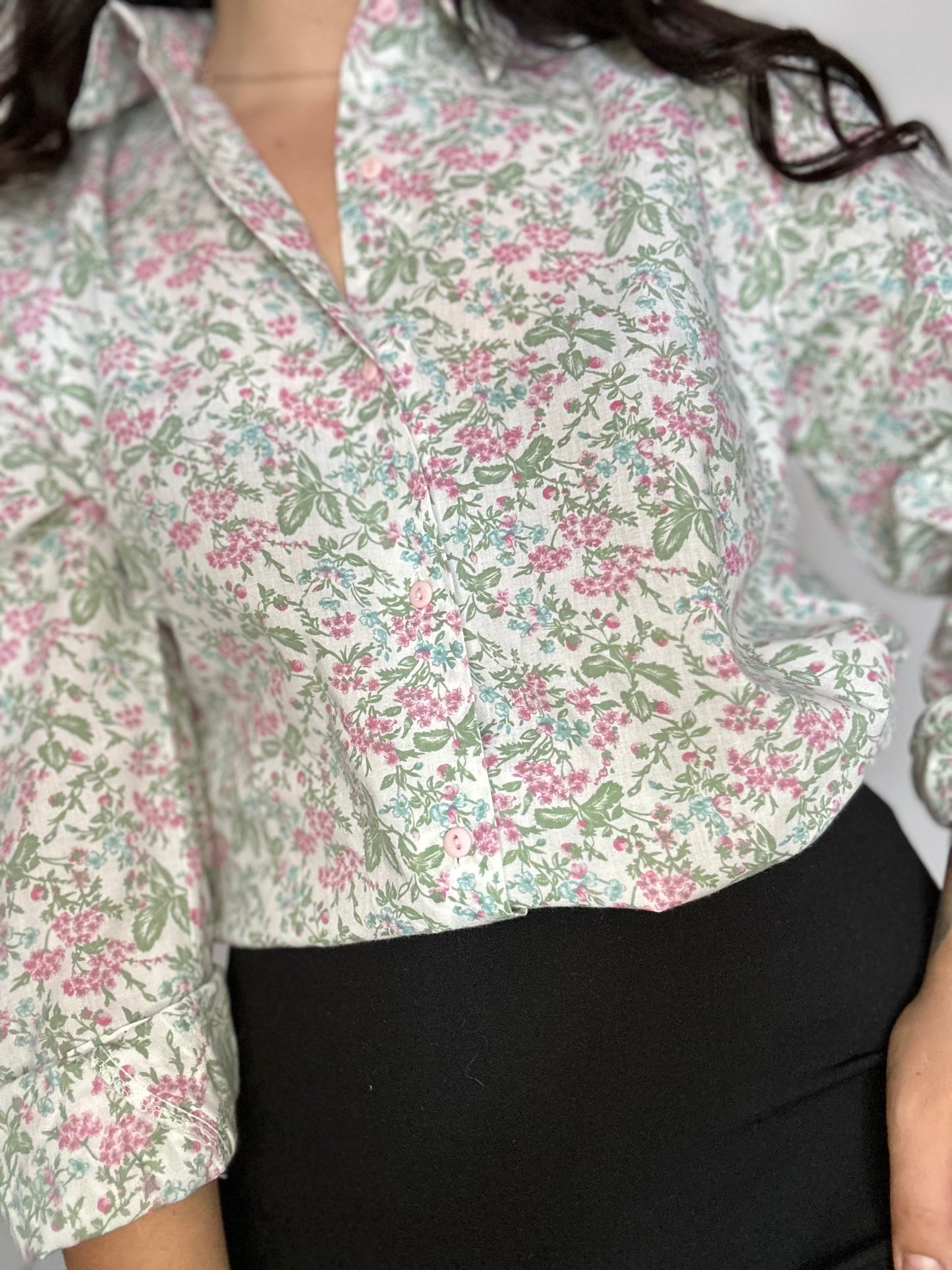 Camisa vintage estampado floral años 80