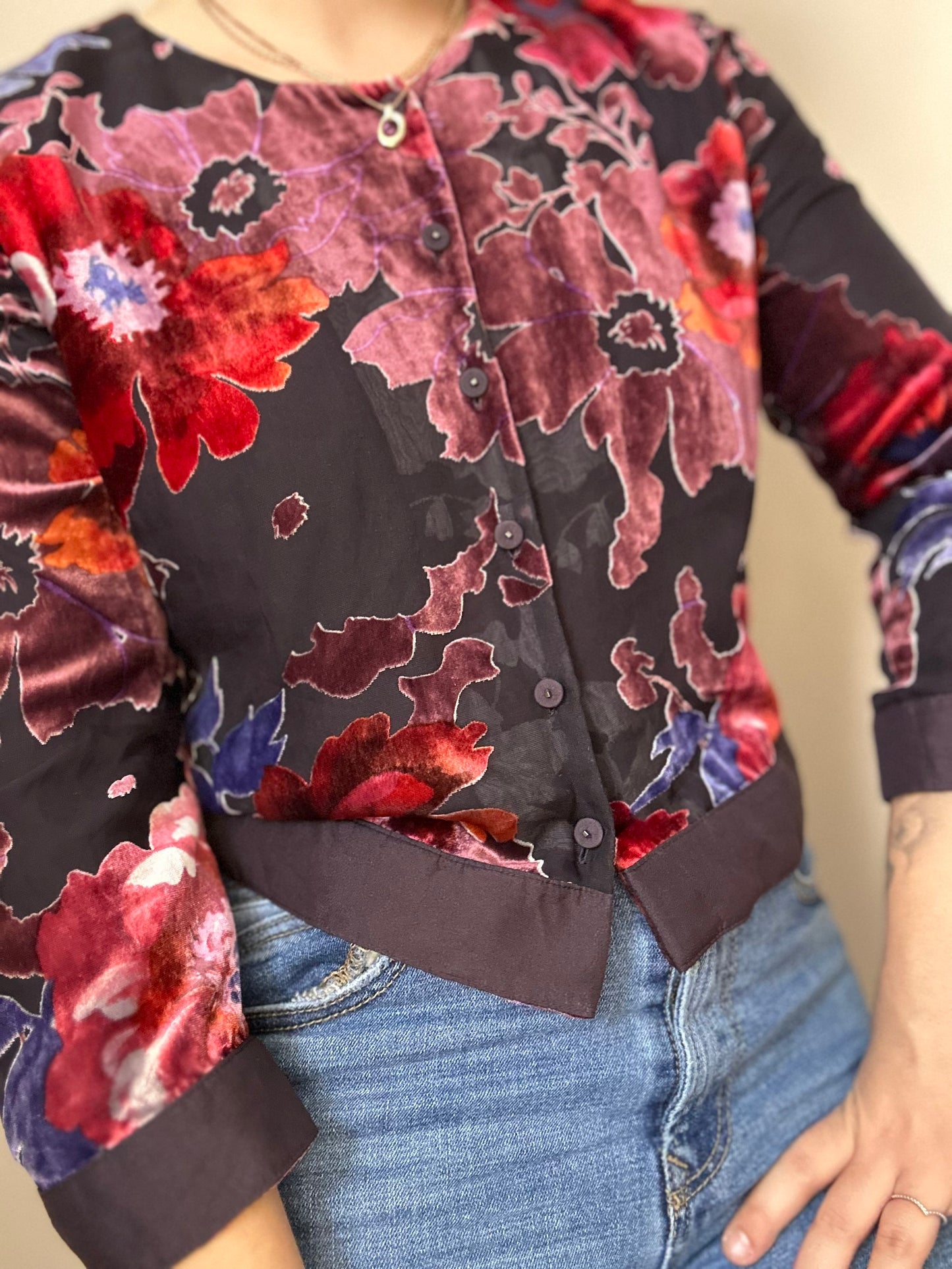 Camisa vintage estampado terciopelo