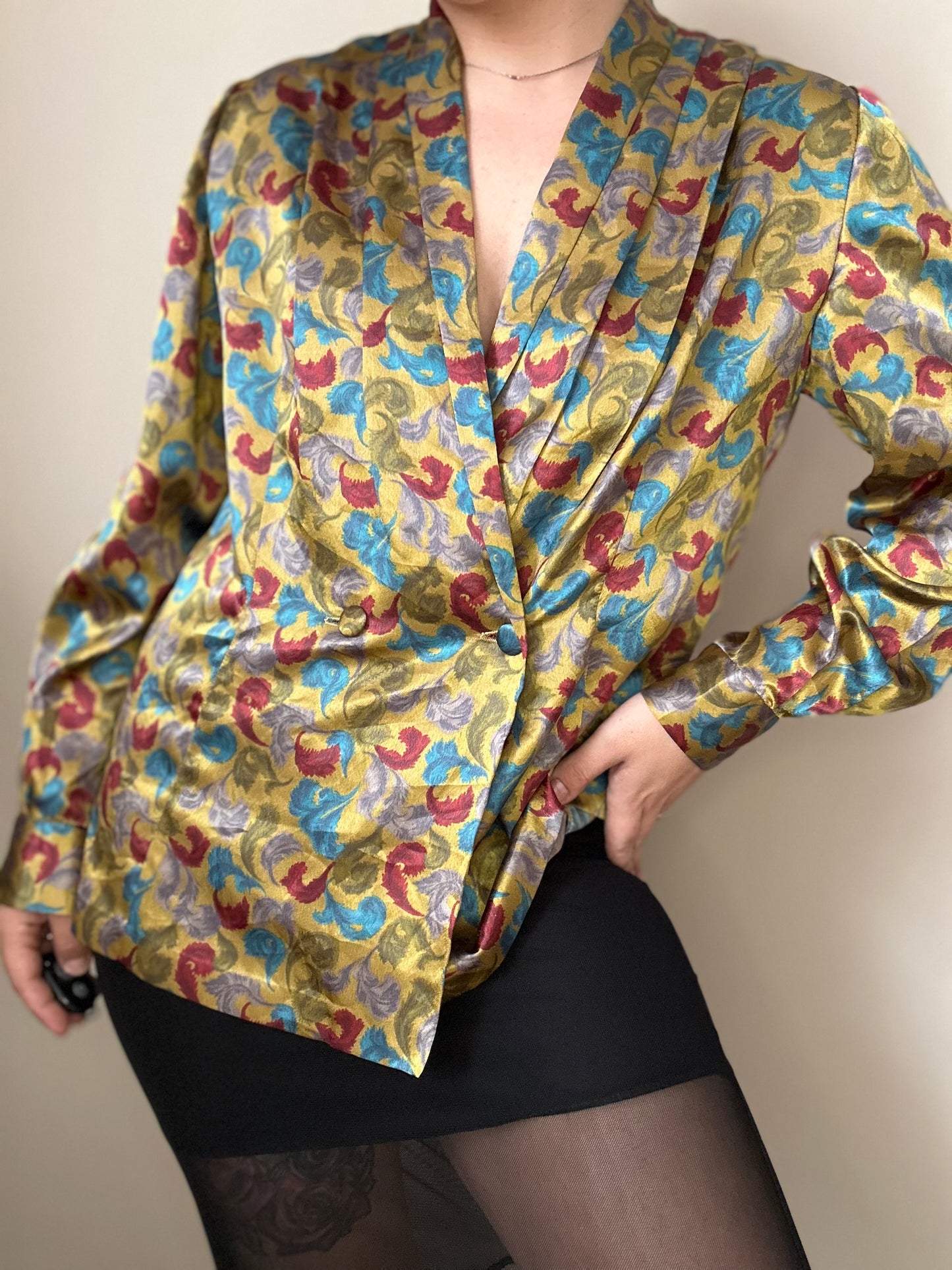 Blazer satinada vintage estampada