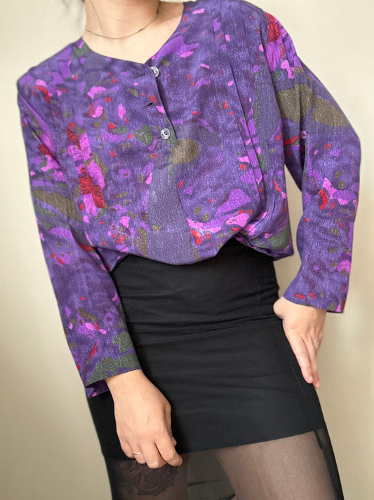 Blusa vintage estampado morado años 90