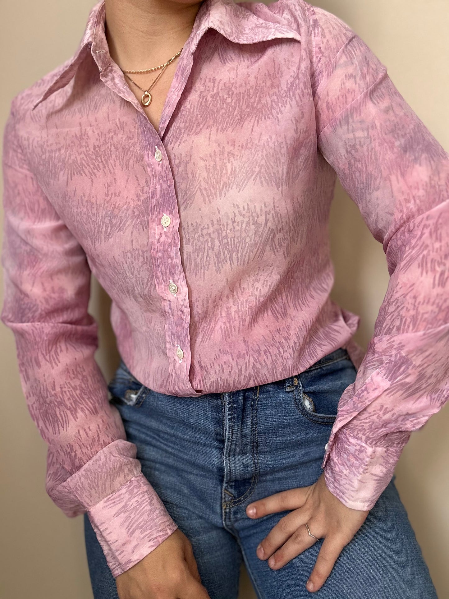 Camisa vintage tonos rosados