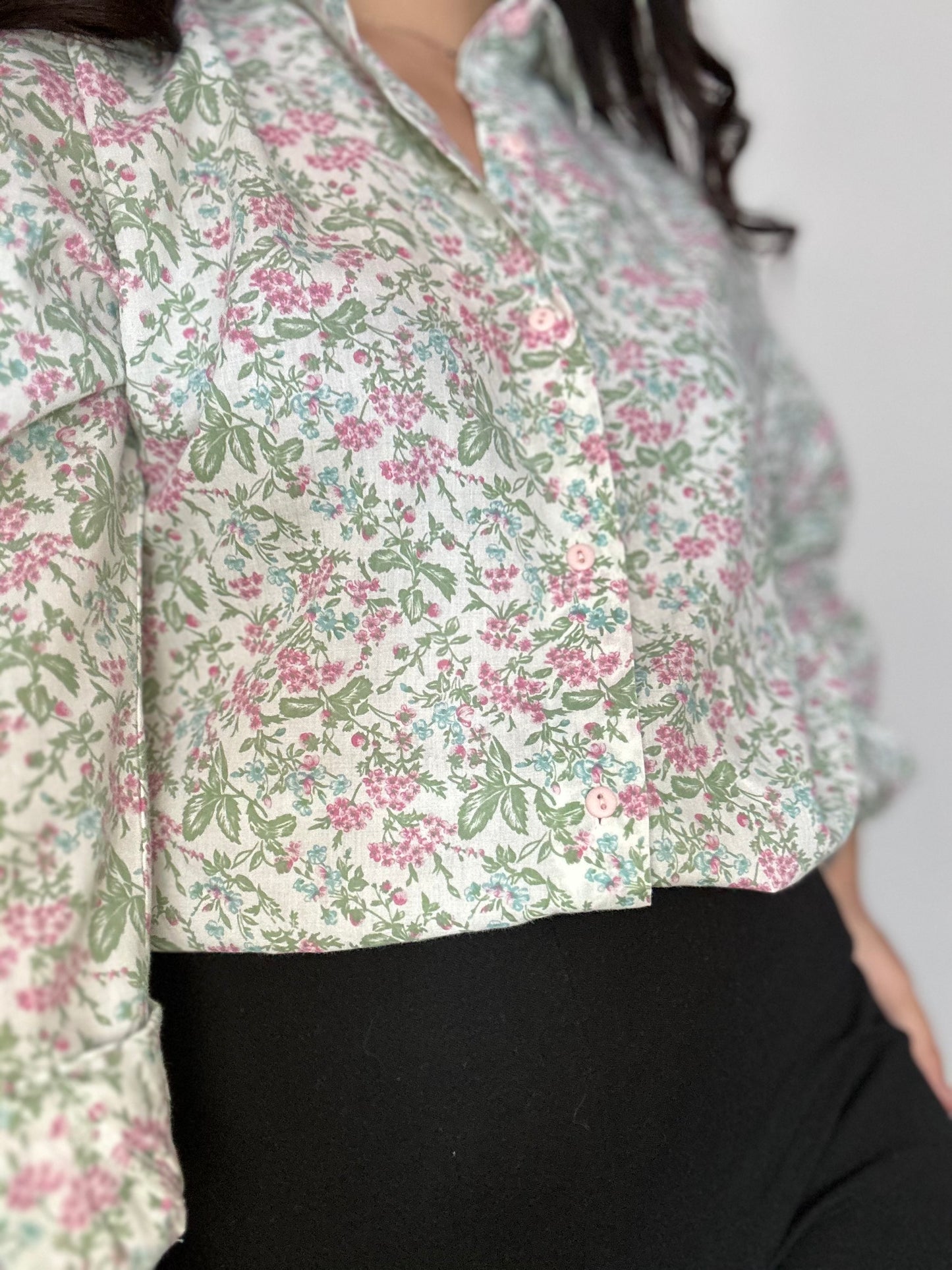 Camisa vintage estampado floral años 80