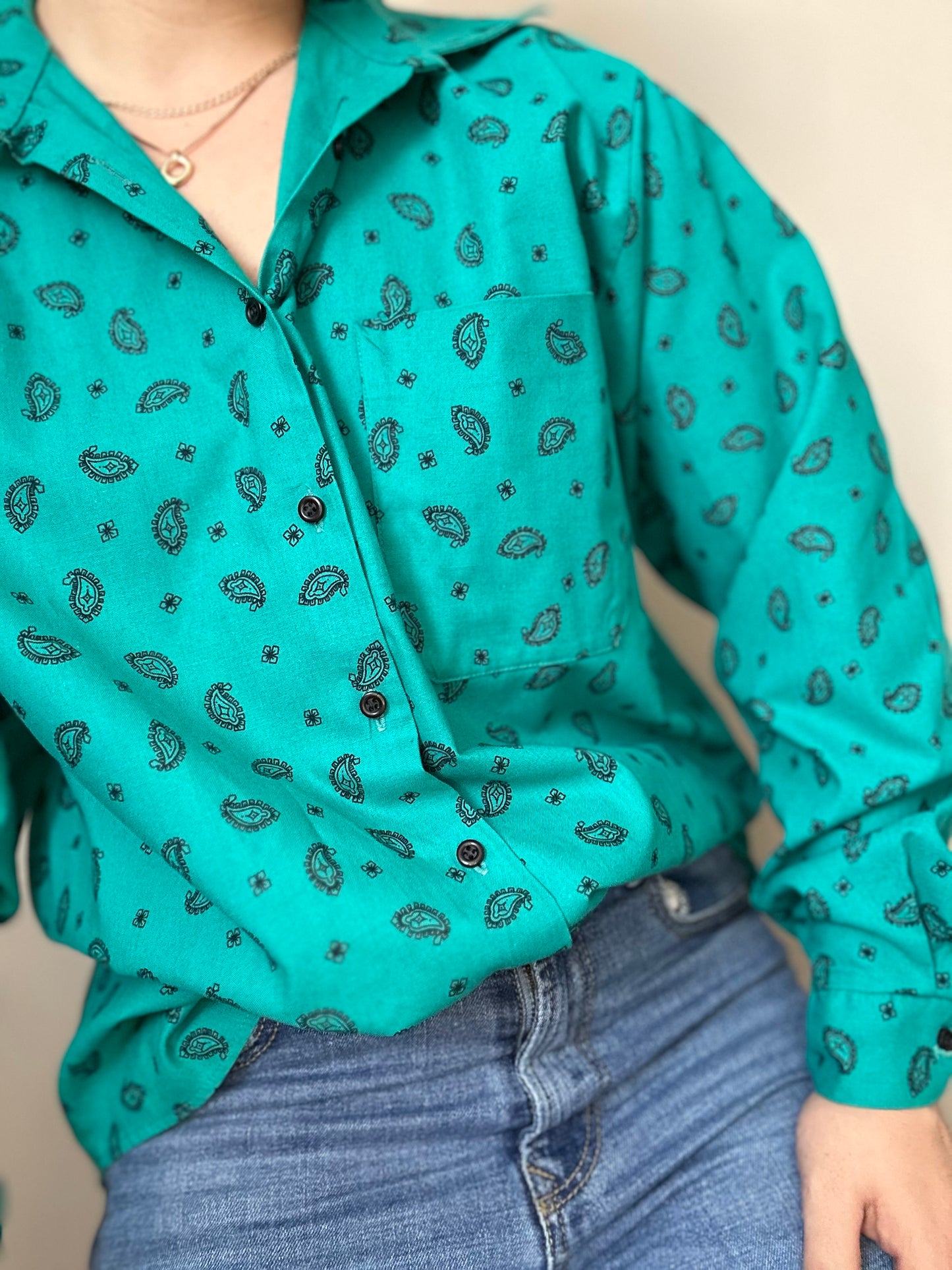 Camisa vintage verde menta