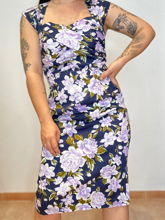 Vestido vintage evento estampado floral